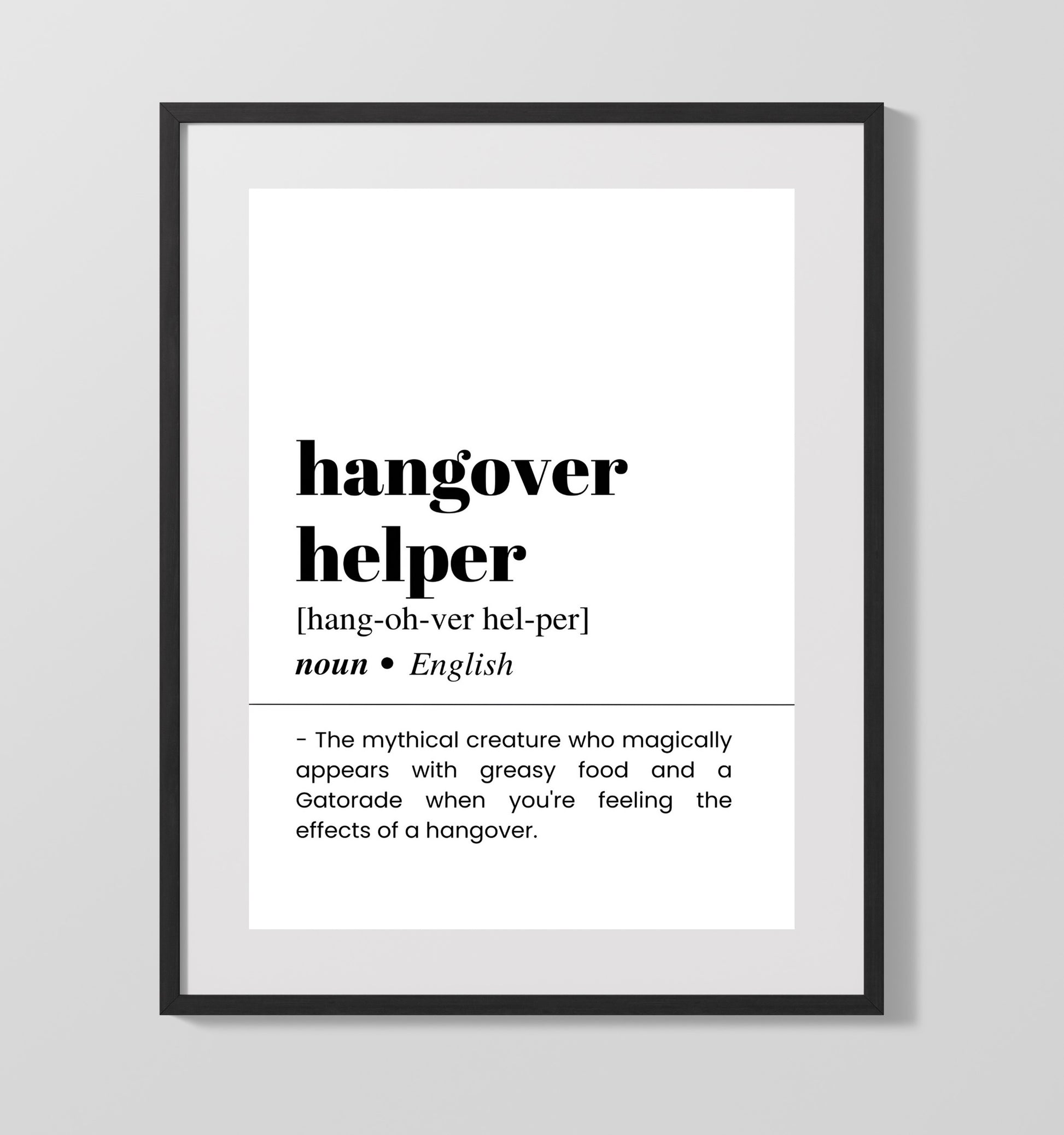 Hangover Helper - Morning Rescue - Gallery Frame bar dictionary wall art