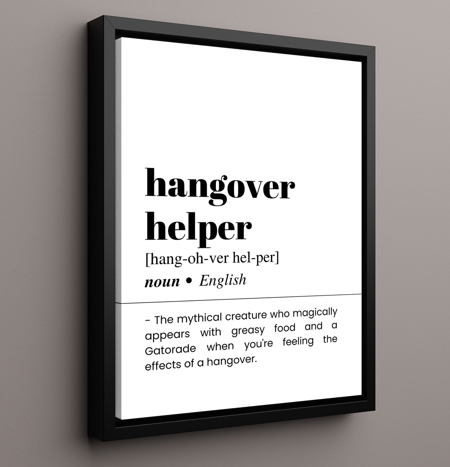 Hangover Helper - Morning Rescue - Framed Canvas bar dictionary wall art