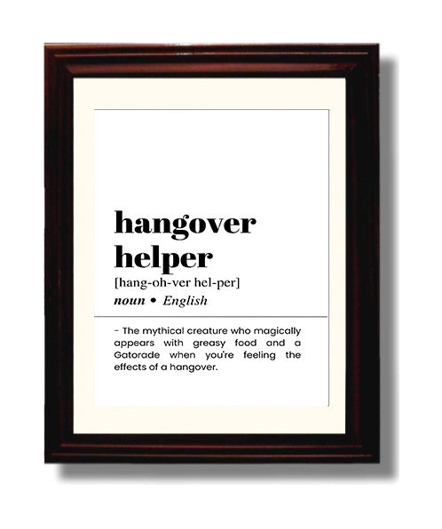 Hangover Helper - Morning Rescue - Beveled Frame bar dictionary wall art