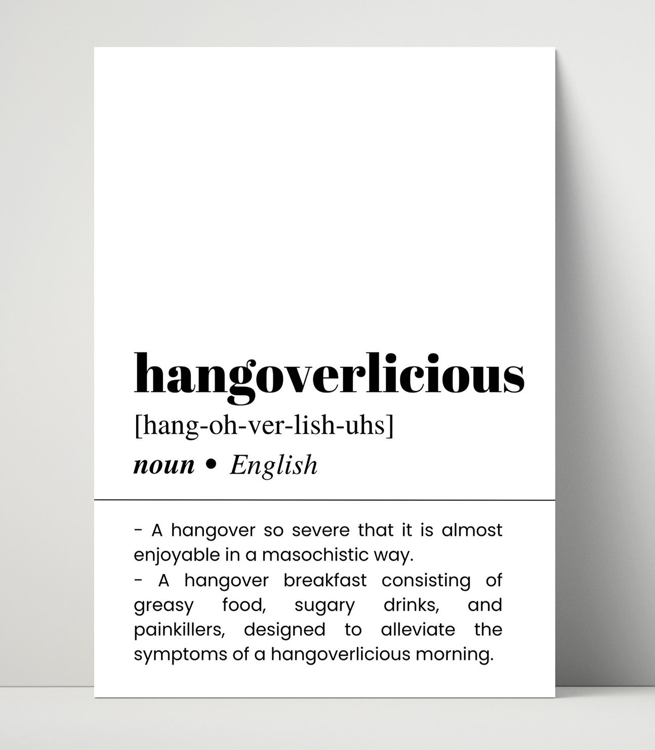 Hangoverlicious - Brutal Morning - Unframed Print bar dictionary wall art