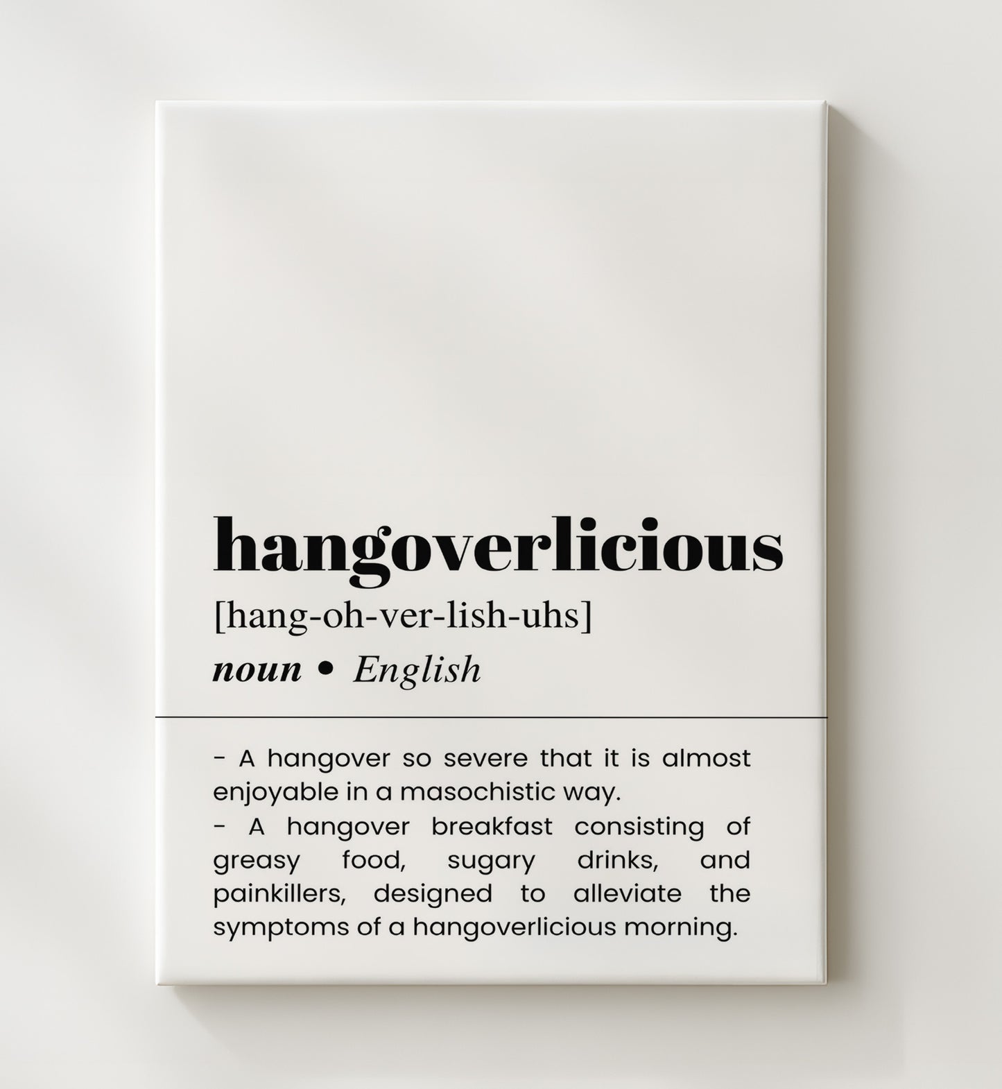 Hangoverlicious - Brutal Morning - Canvas bar dictionary wall art