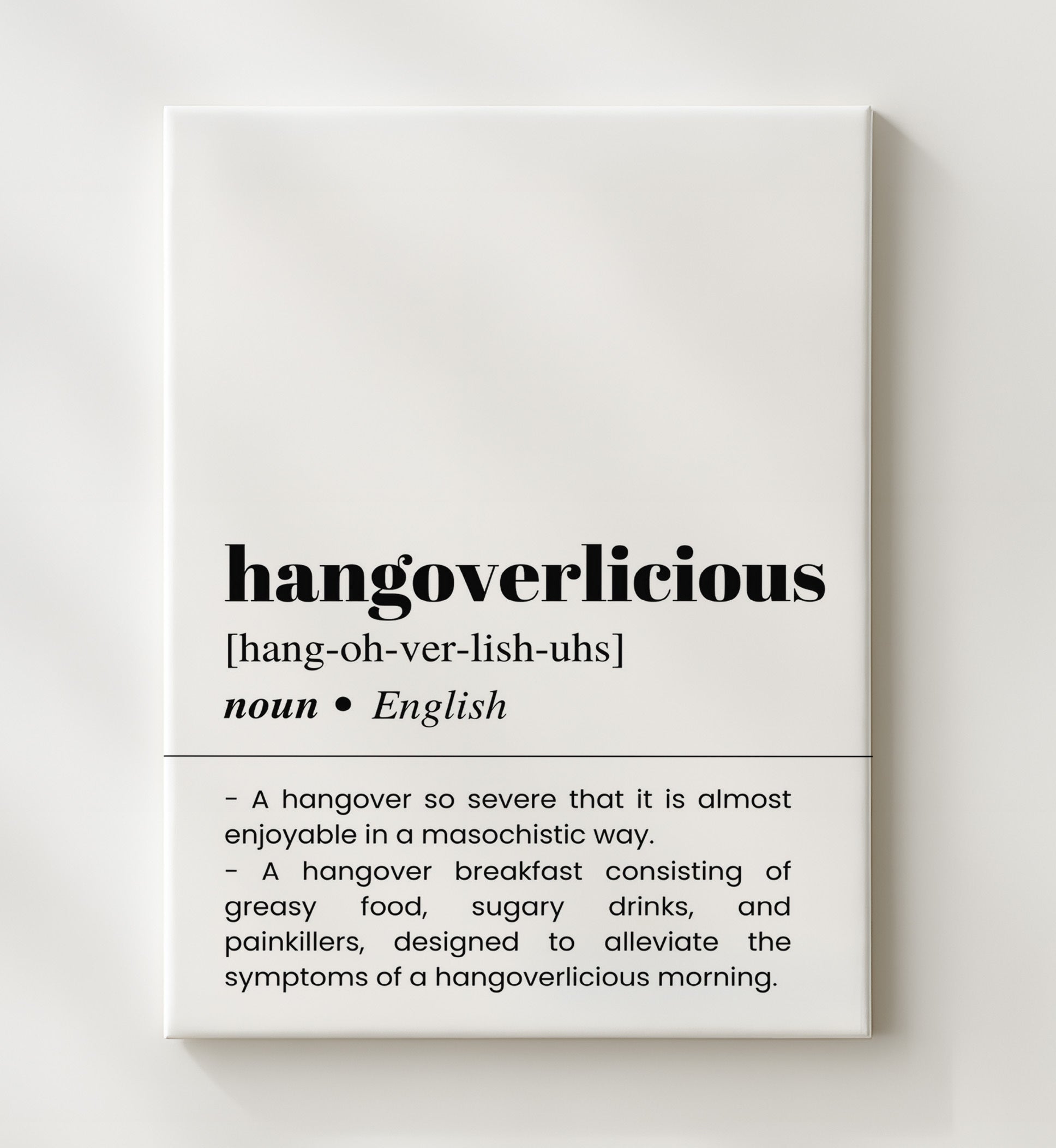 Hangoverlicious - Brutal Morning - Canvas bar dictionary wall art