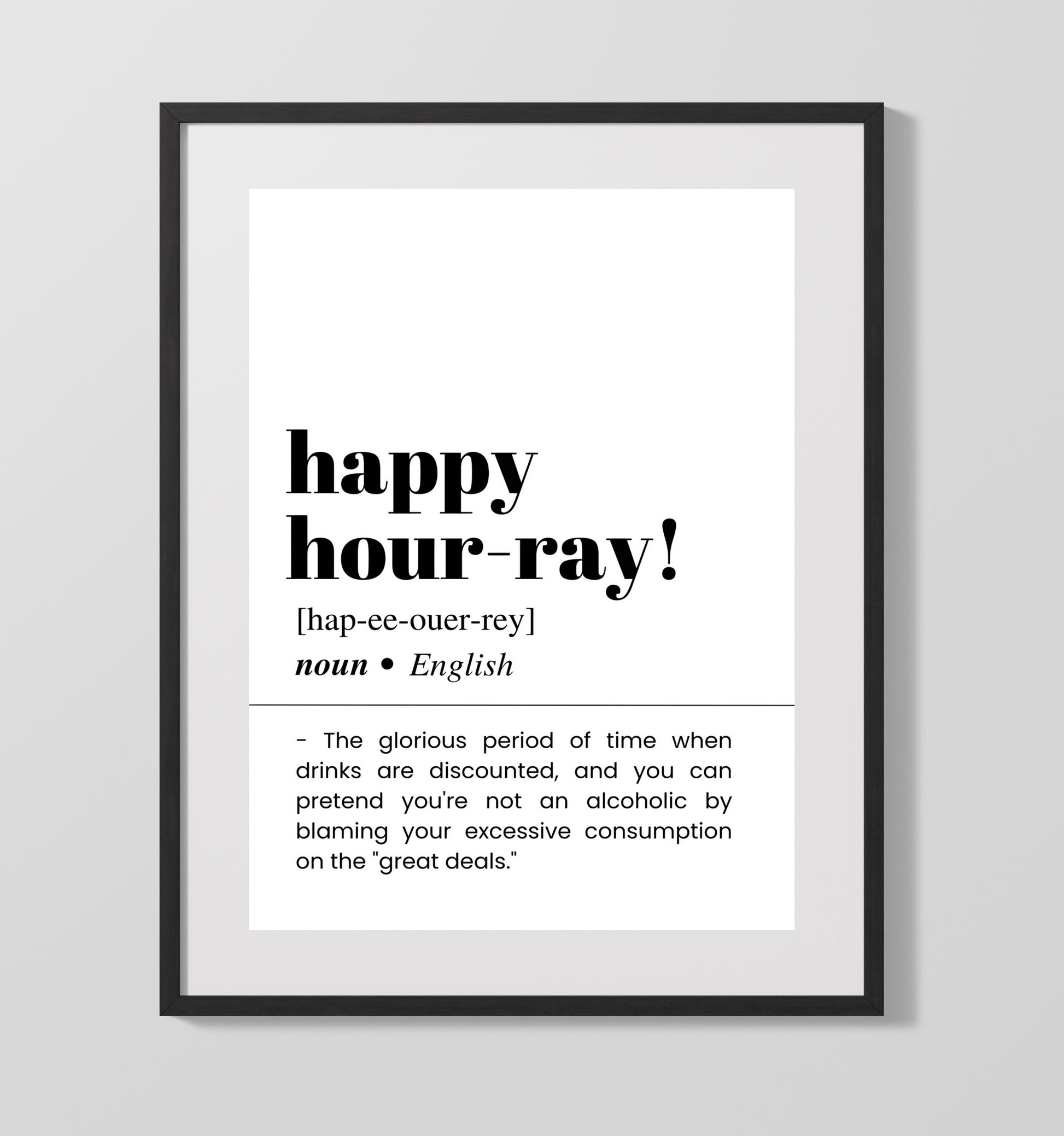 Happy Hour-Ray - Discounted Drinks - Gallery Frame bar dictionary wall art