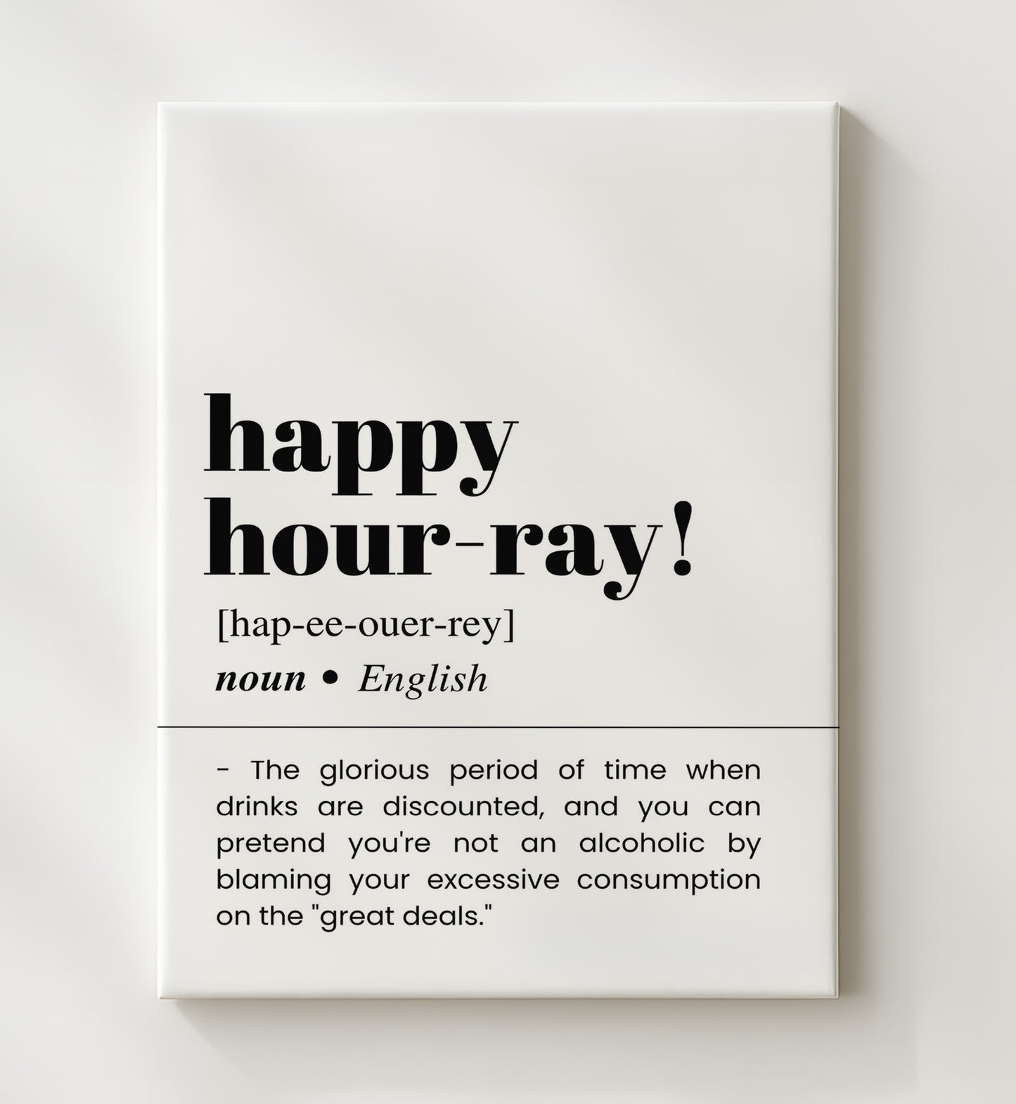 Happy Hour-Ray - Discounted Drinks - Canvas bar dictionary wall art