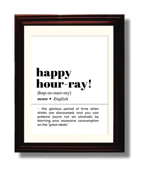Happy Hour-Ray - Discounted Drinks - Beveled Frame bar dictionary wall art