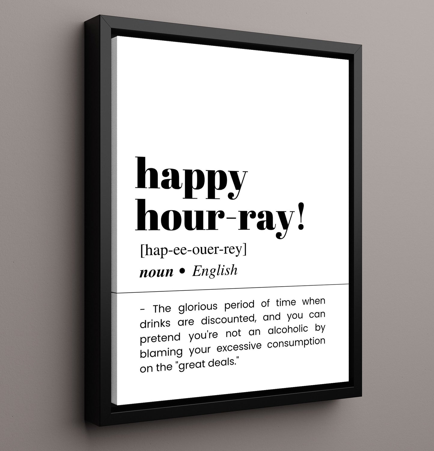 Happy Hour-Ray - Discounted Drinks - Framed Canvas bar dictionary wall art