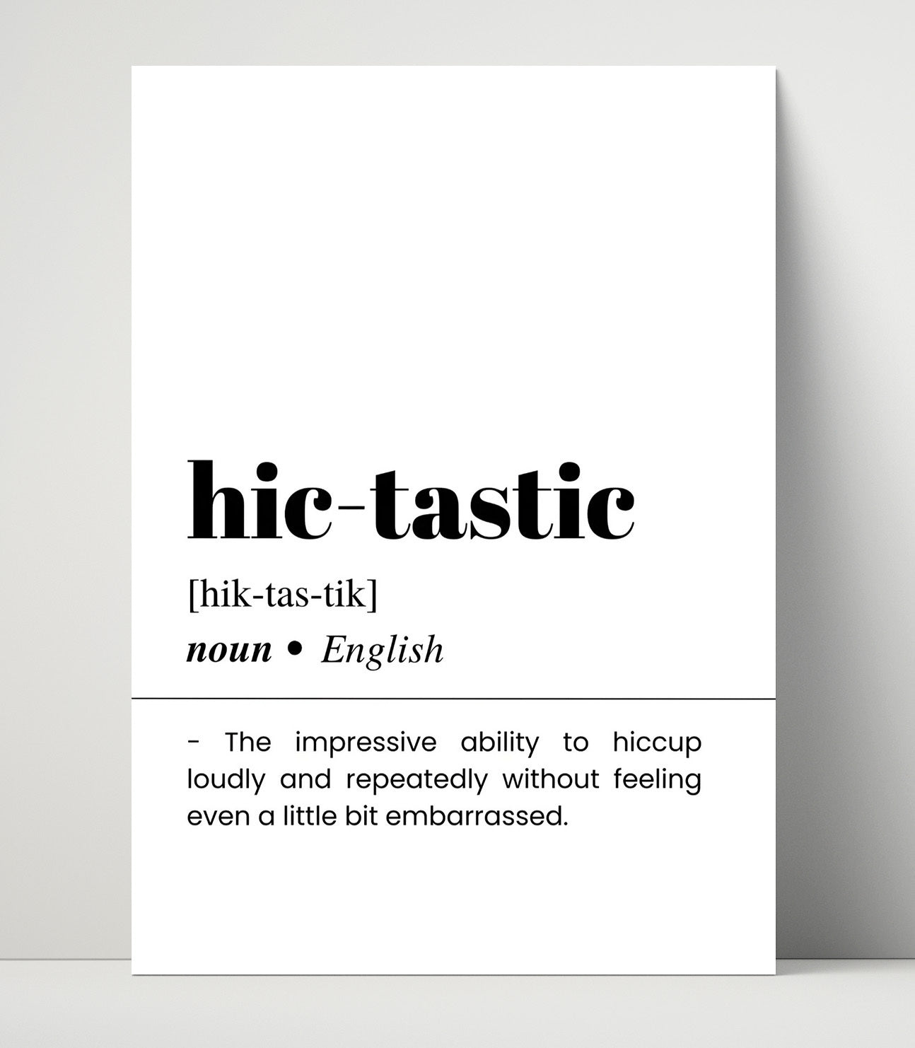 Hic-Tastic - Endless Hiccups - Unframed Print bar dictionary wall art