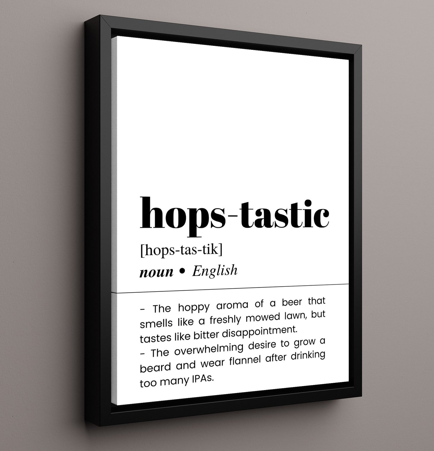 Hops-Tastic - Hop Lover - Framed Canvas bar dictionary wall art