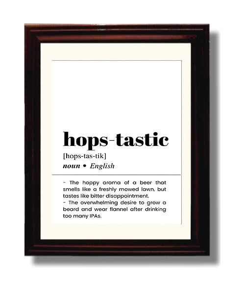 Hops-Tastic - Hop Lover - Beveled Frame bar dictionary wall art