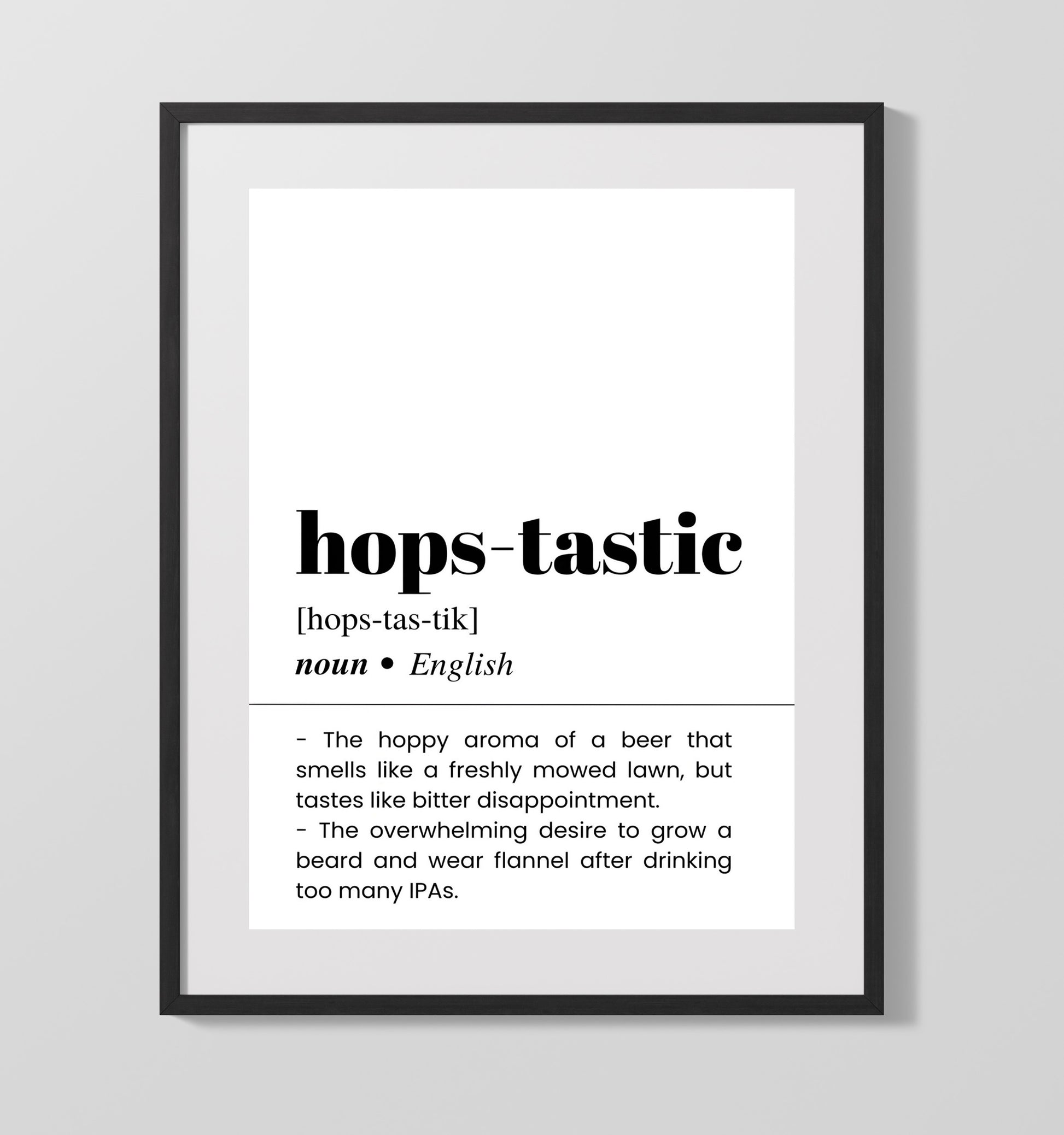 Hops-Tastic - Hop Lover - Gallery Frame bar dictionary wall art