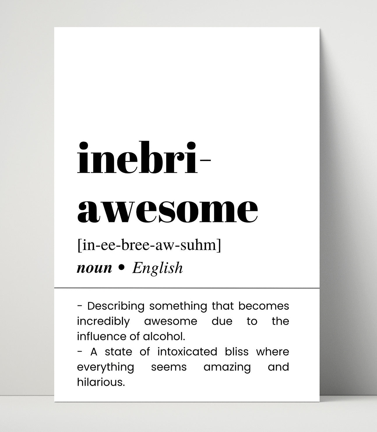 Inebri-Awesome - Tipsy Greatness - Unframed Print bar dictionary wall art