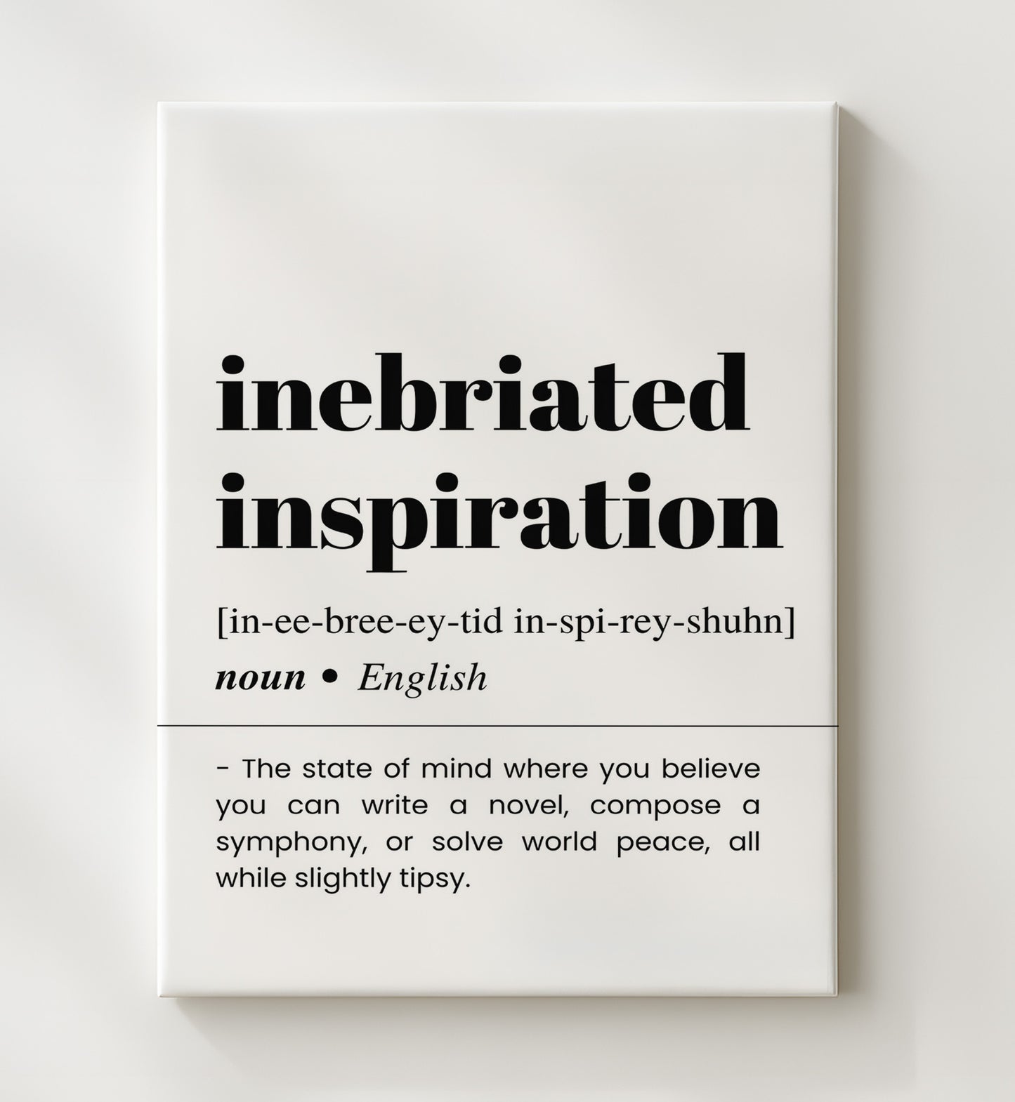 Inebriated Inspiration - Liquid Genius - Canvas bar dictionary wall art