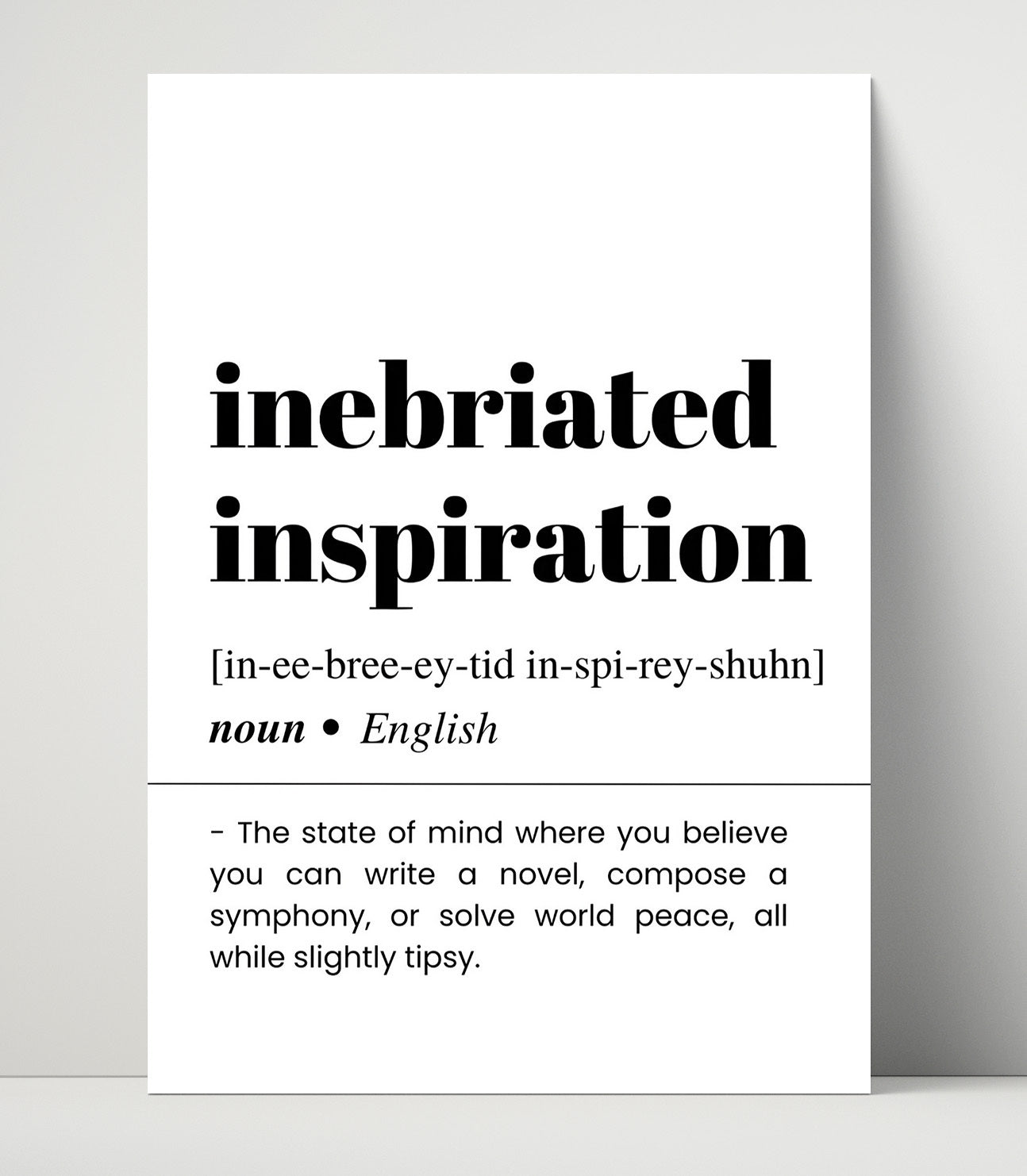 Inebriated Inspiration - Liquid Genius - Unframed Print bar dictionary wall art