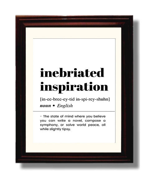 Inebriated Inspiration - Liquid Genius - Beveled Frame bar dictionary wall art