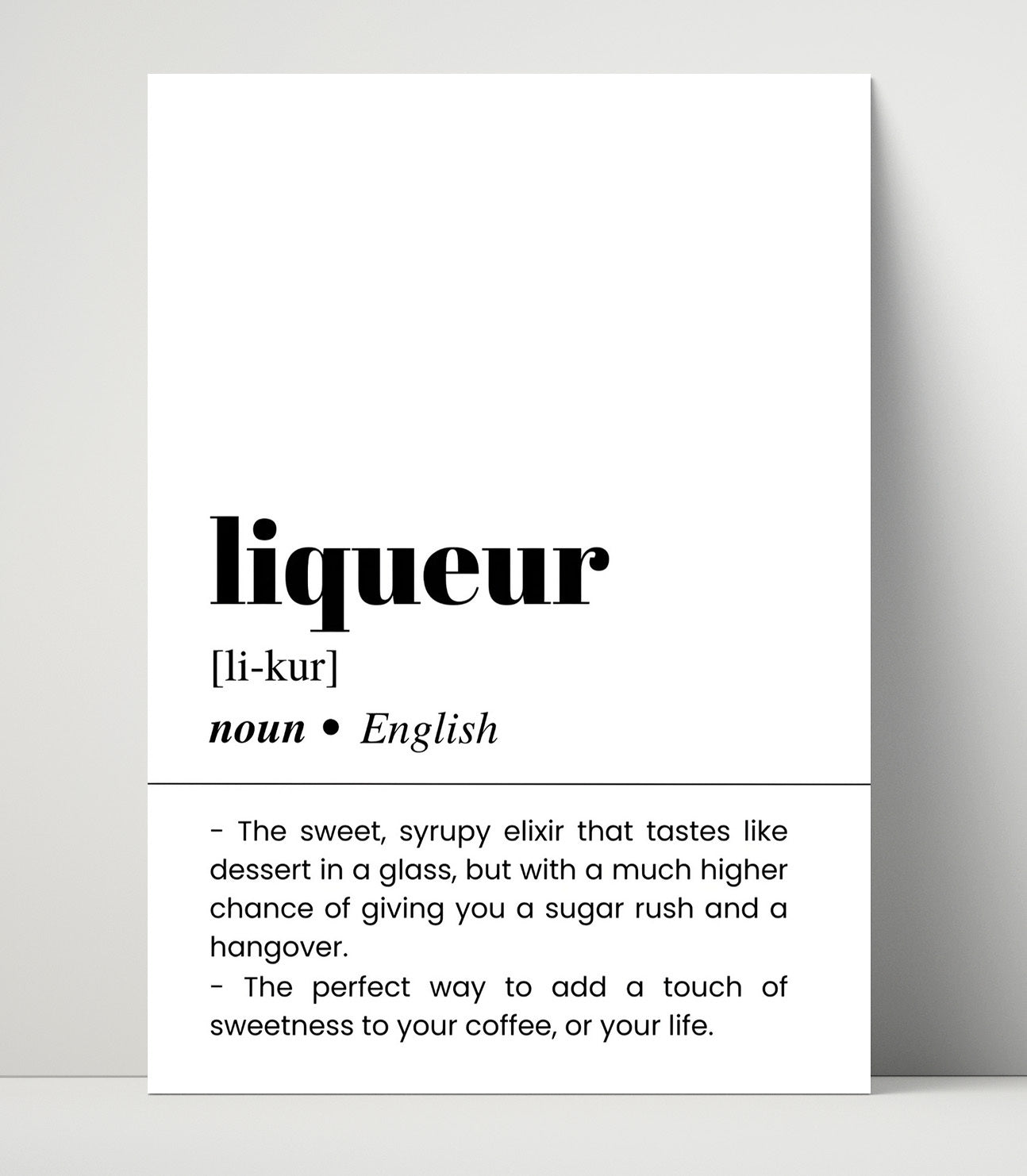 Liqueur - Sweet Syrupy Spirit - Unframed Print bar dictionary wall art