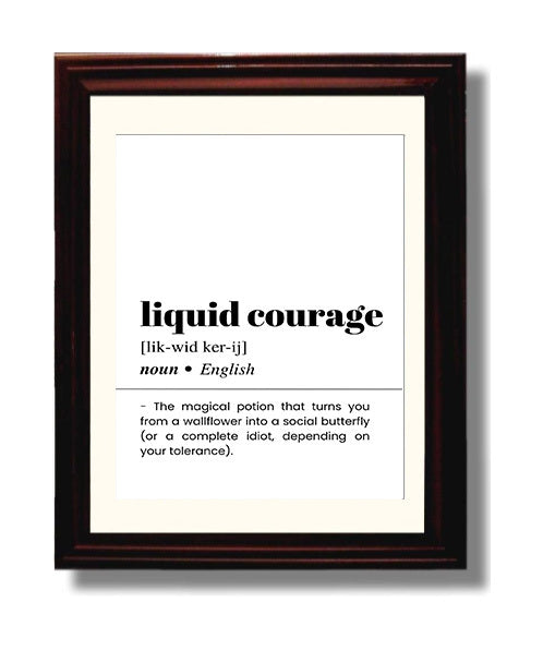 Liquid Courage - Social Butterfly - Beveled Frame bar dictionary wall art