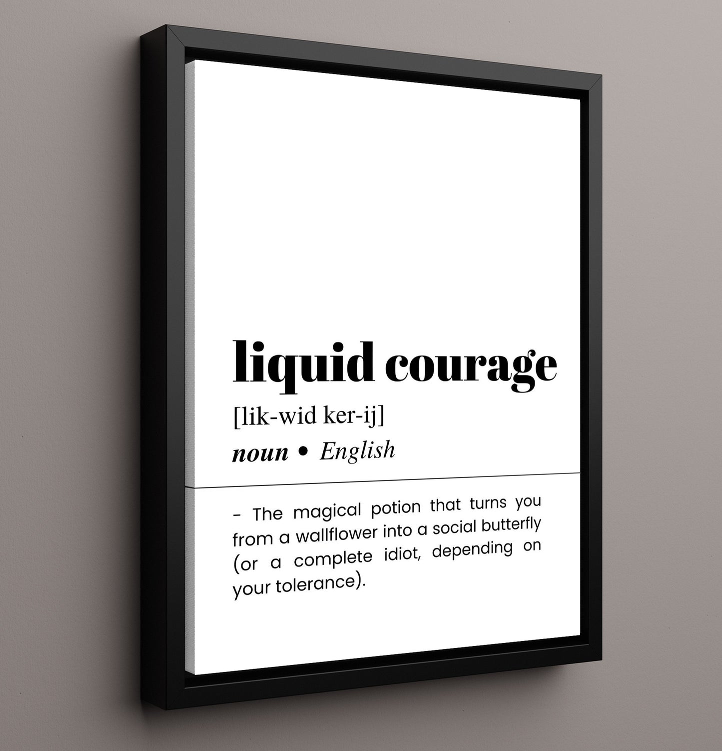 Liquid Courage - Social Butterfly - Framed Canvas bar dictionary wall art