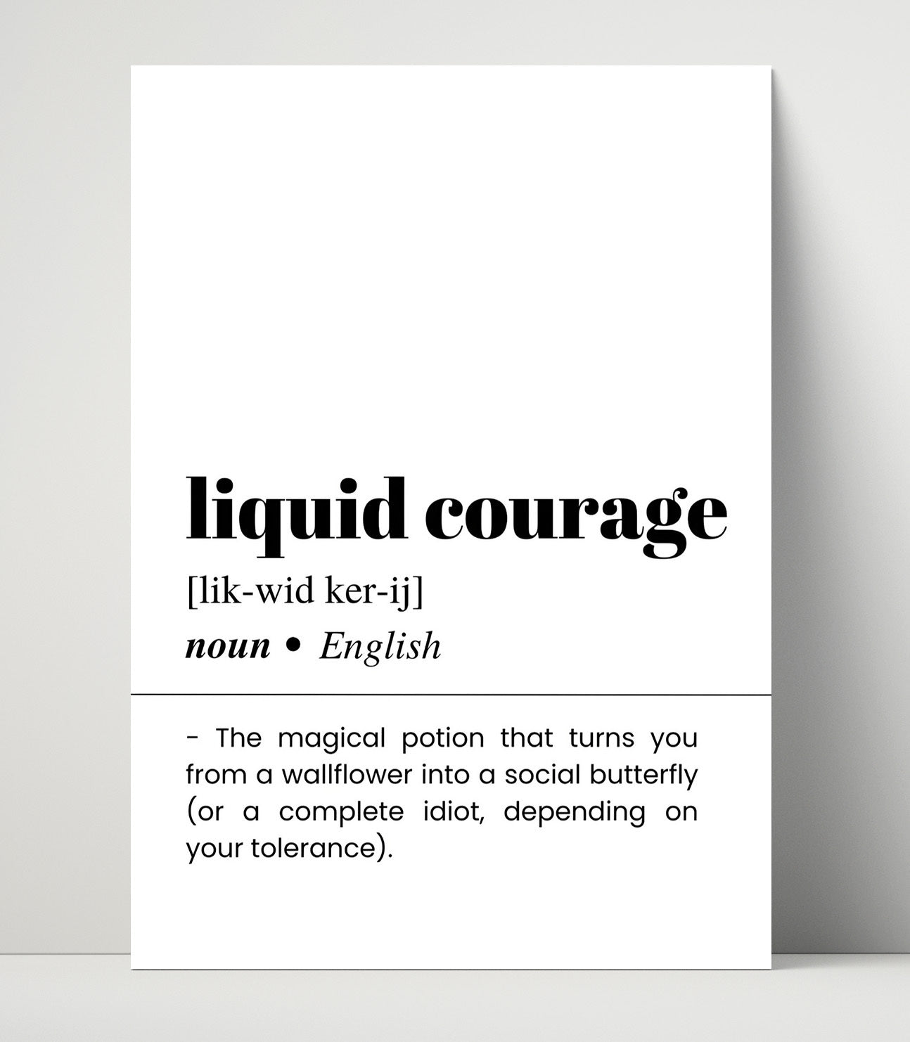 Liquid Courage - Social Butterfly - Unframed Print bar dictionary wall art