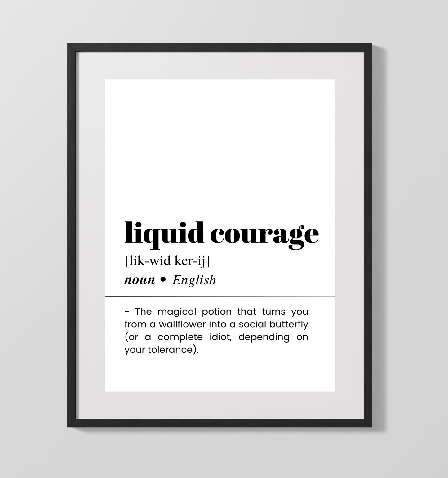 Liquid Courage - Social Butterfly - Gallery Frame bar dictionary wall art