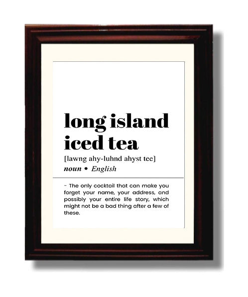 Long Island Iced Tea - Forget Your Name - Beveled Frame bar dictionary wall art