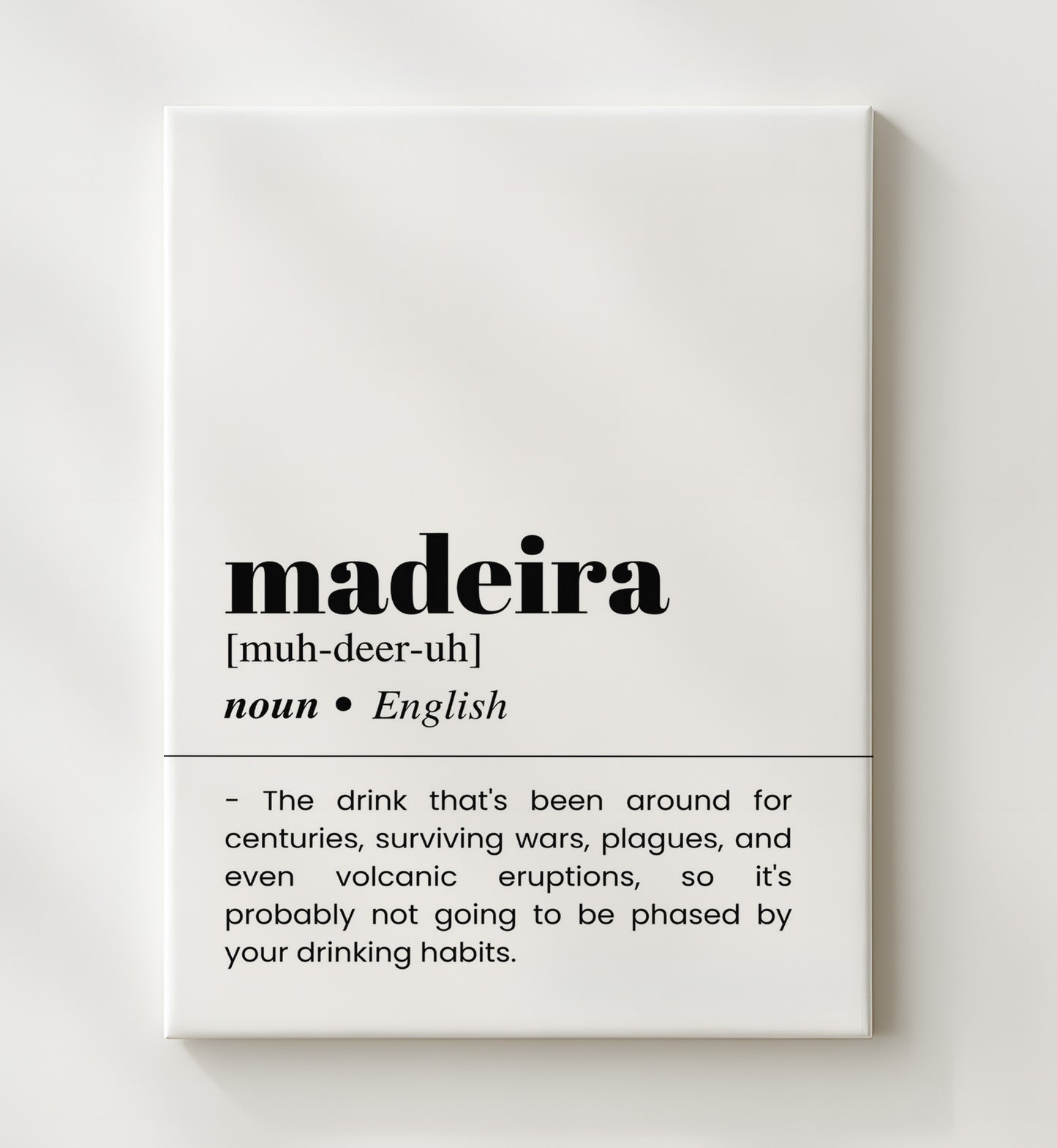 Madeira - Historic Fortified Wine - Canvas bar dictionary wall art