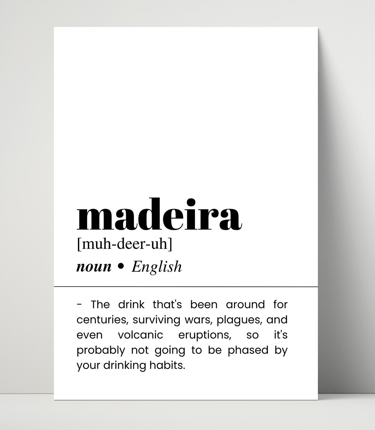 Madeira - Historic Fortified Wine - Unframed Print bar dictionary wall art