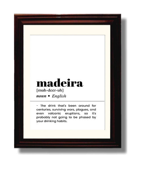 Madeira - Historic Fortified Wine - Beveled Frame bar dictionary wall art