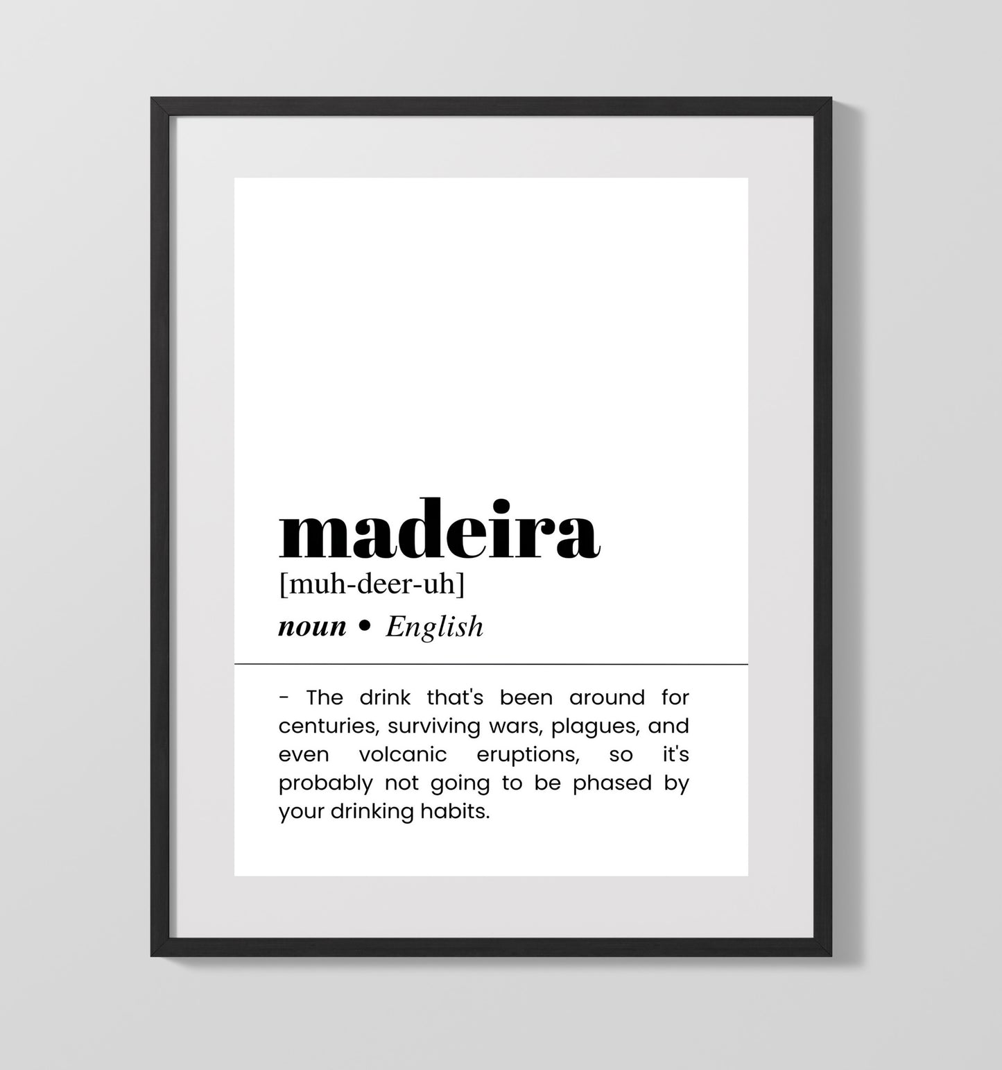 Madeira - Historic Fortified Wine - Gallery Frame bar dictionary wall art