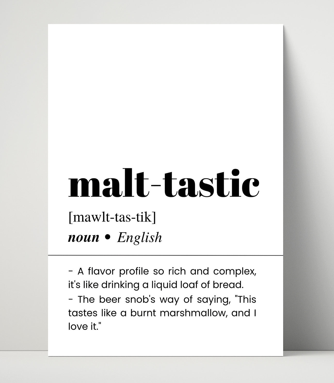 Malt-Tastic - Beer Lover - Unframed Print bar dictionary wall art