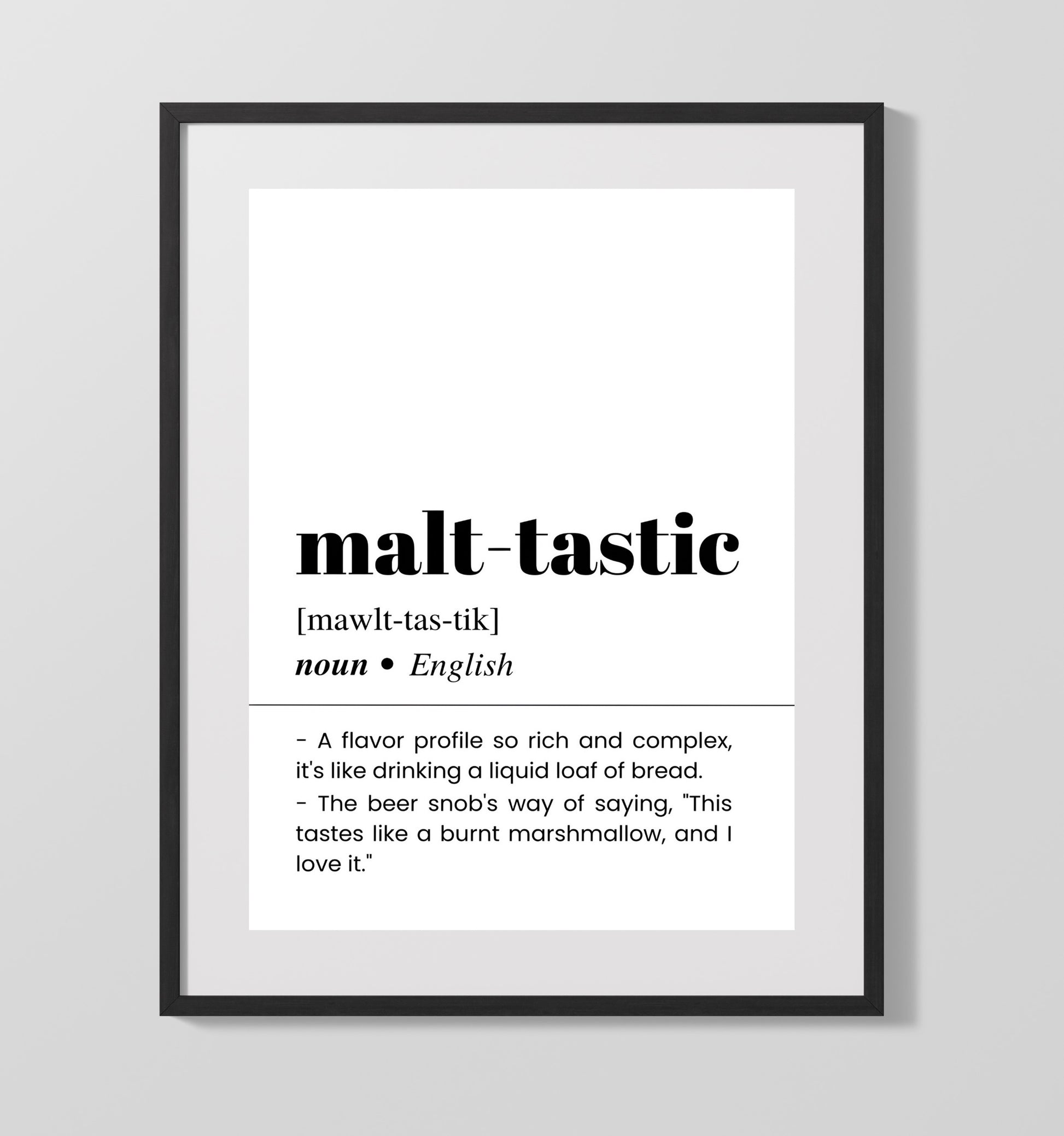 Malt-Tastic - Beer Lover - Gallery Frame bar dictionary wall art