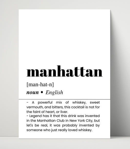 Manhattan - Classic Whiskey Drink - 16x20 Unframed Print