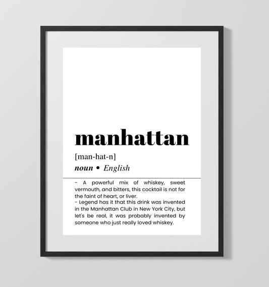 Manhattan - Classic Whiskey Drink - 16x20 Gallery Frame