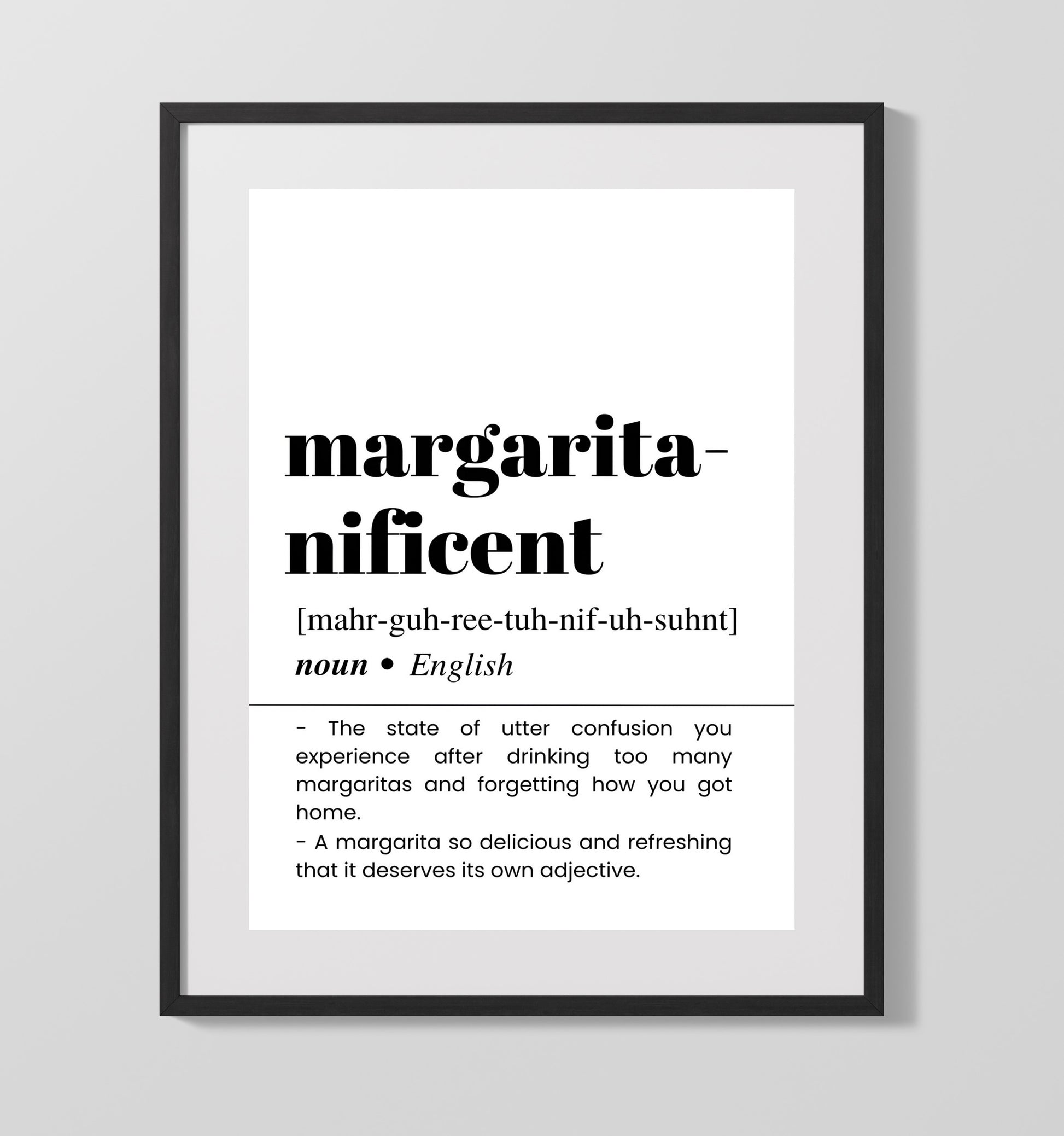 Margarita-Nificent - Perfect Margarita - Gallery Frame bar dictionary wall art