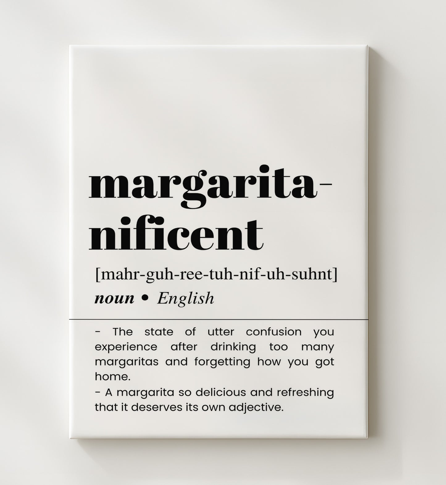 Margarita-Nificent - Perfect Margarita - Canvas bar dictionary wall art