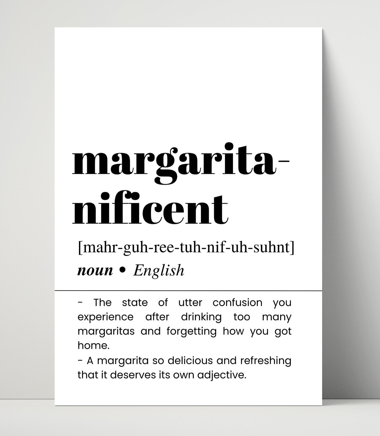 Margarita-Nificent - Perfect Margarita - Unframed Print bar dictionary wall art