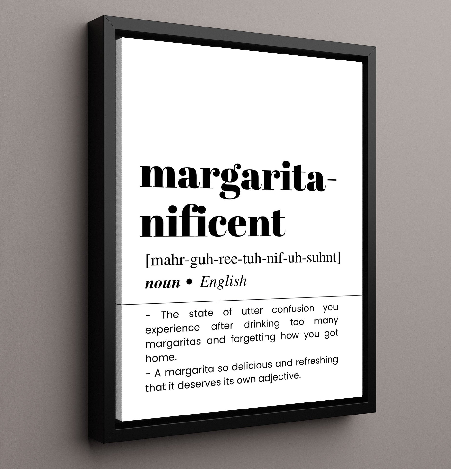Margarita-Nificent - Perfect Margarita - Framed Canvas bar dictionary wall art
