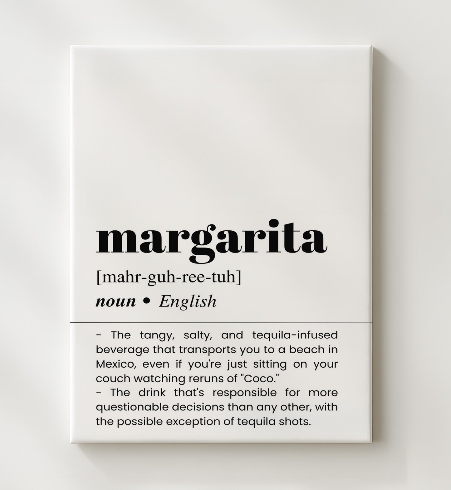 Margarita - Mexican Vacation - Canvas bar dictionary wall art
