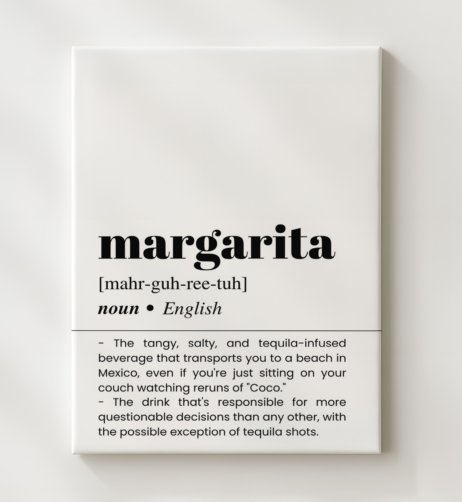 Margarita - Mexican Vacation - Canvas bar dictionary wall art