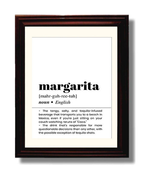Margarita - Mexican Vacation - Beveled Frame bar dictionary wall art