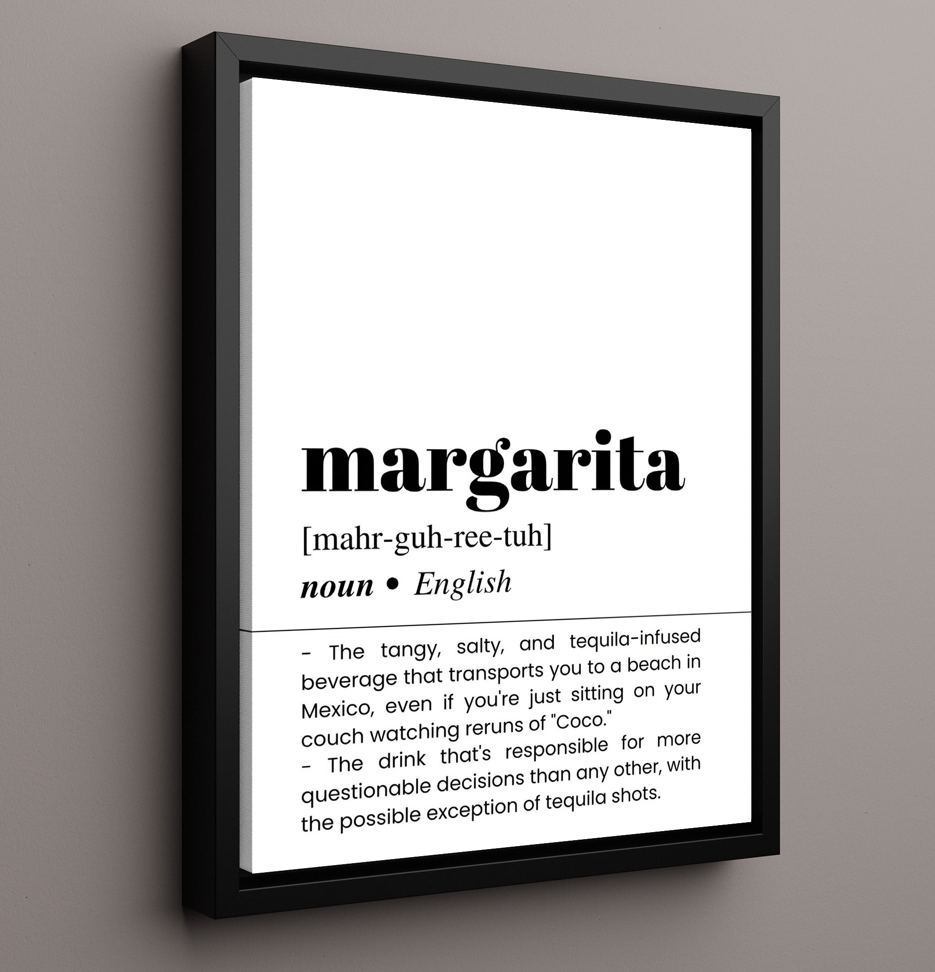Margarita - Mexican Vacation - Framed Canvas bar dictionary wall art