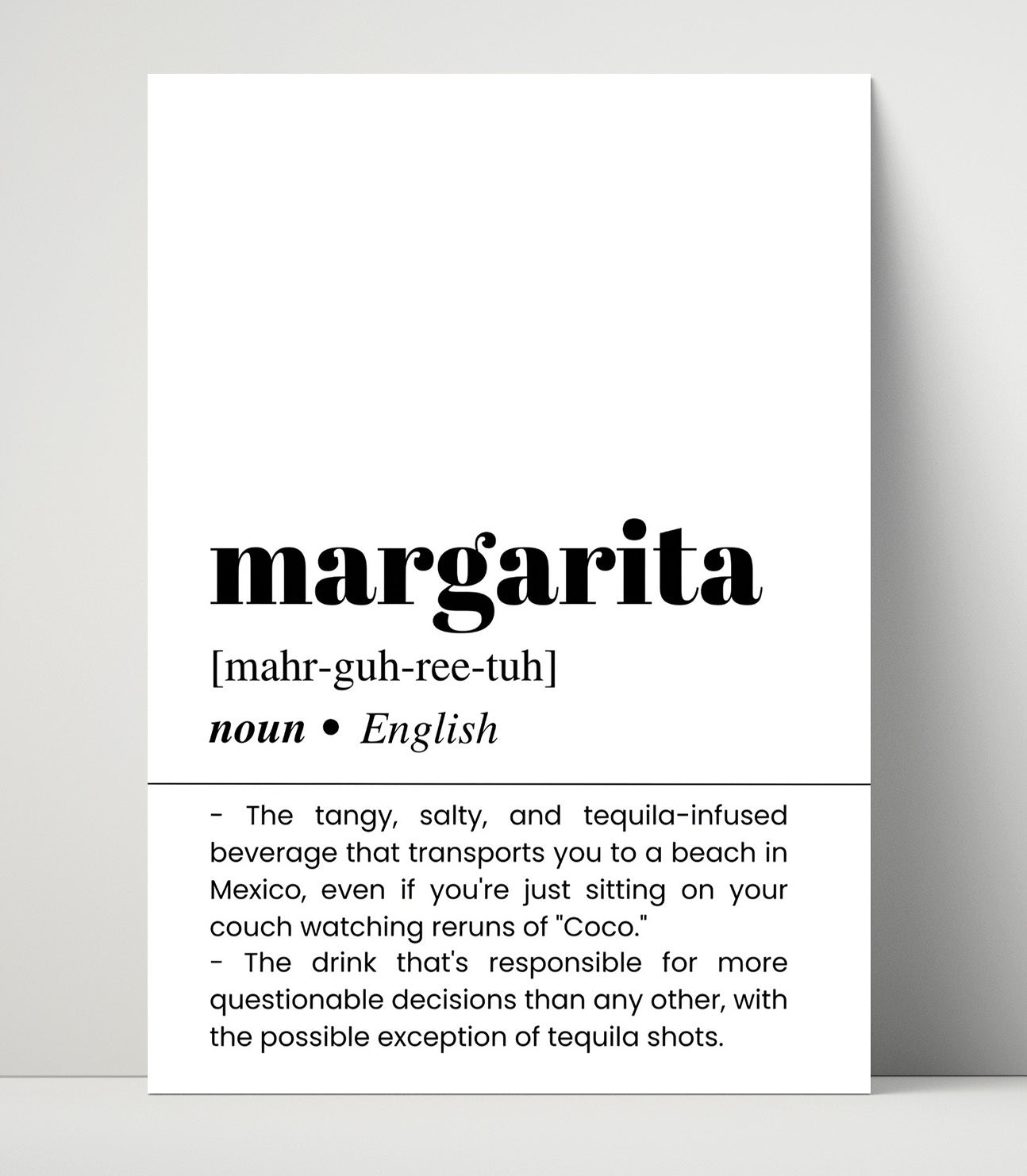 Margarita - Mexican Vacation - Unframed Print bar dictionary wall art