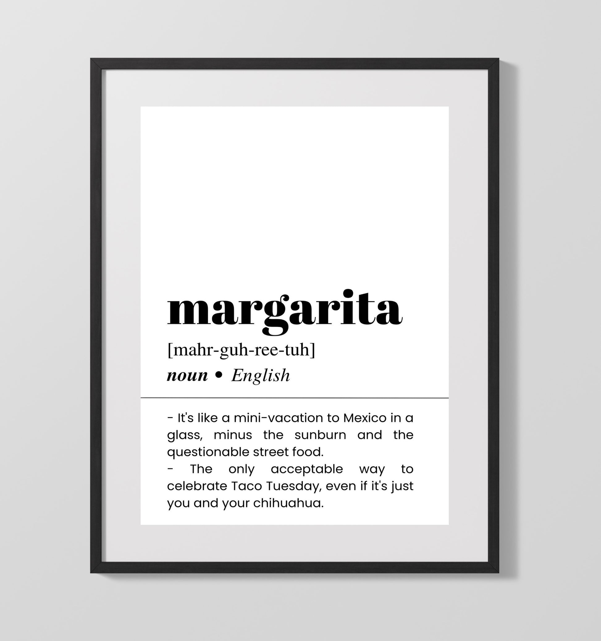 Margarita - Mini Vacation to Mexico - Gallery Frame bar dictionary wall art