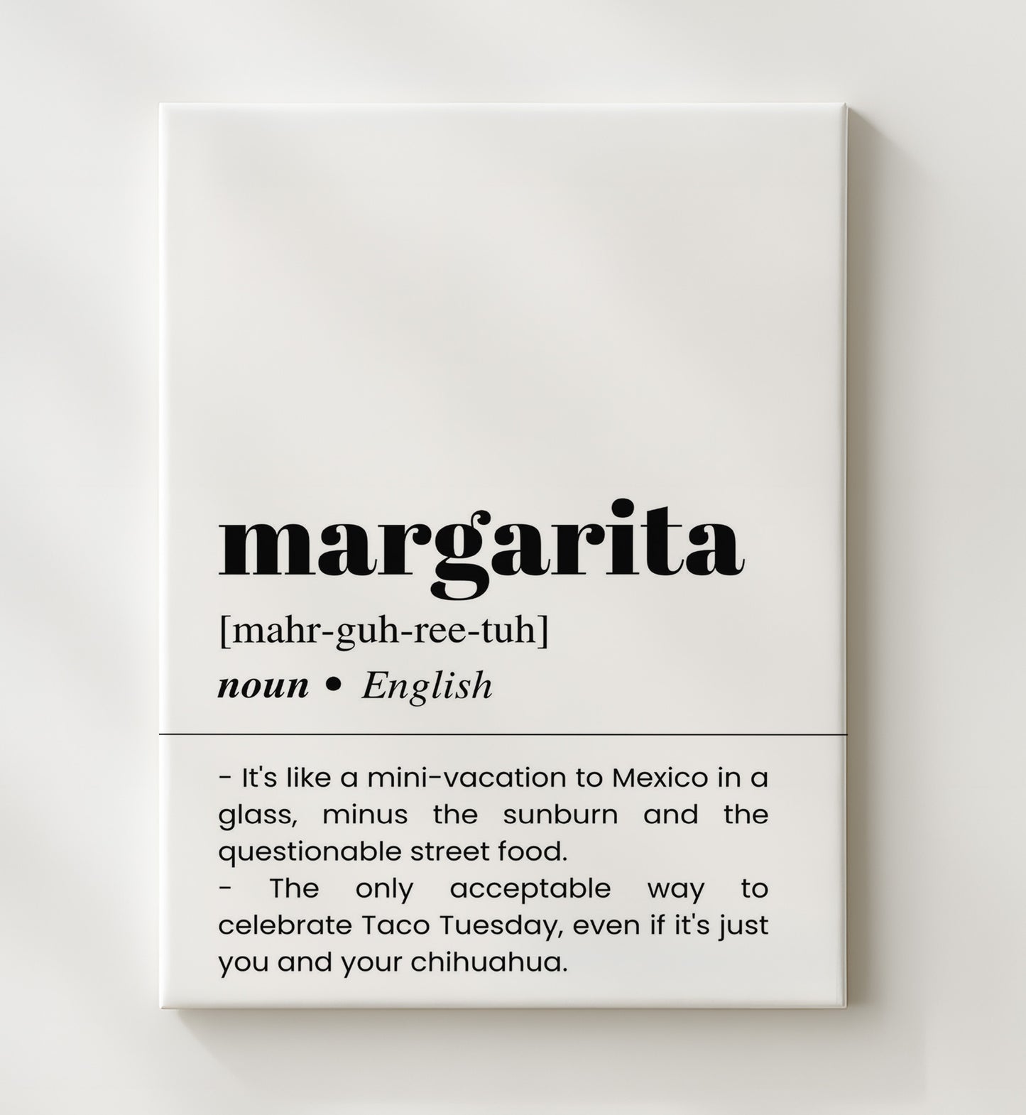 Margarita - Mini Vacation to Mexico - Canvas bar dictionary wall art