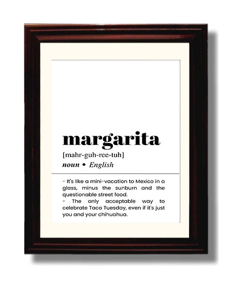 Margarita - Mini Vacation to Mexico - Beveled Frame bar dictionary wall art