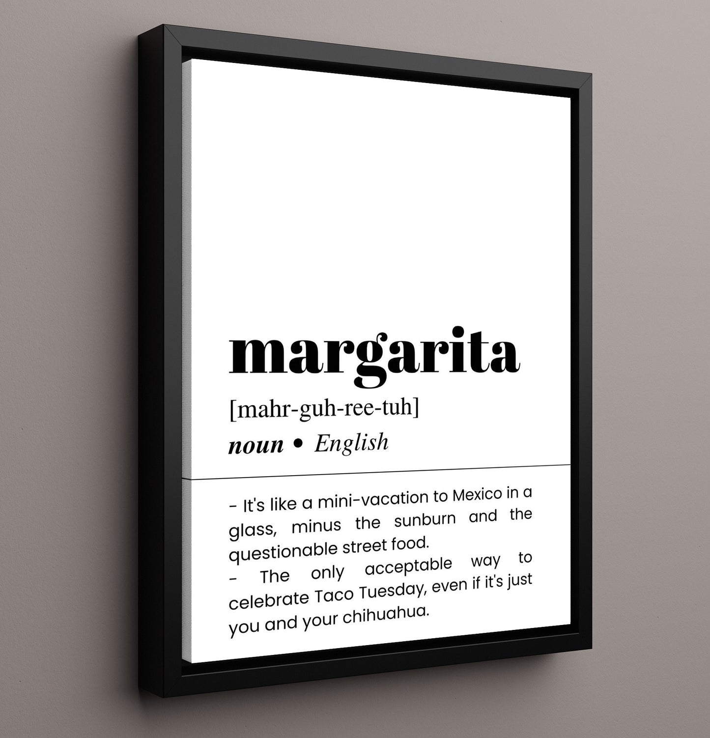 Margarita - Mini Vacation to Mexico - Framed Canvas bar dictionary wall art