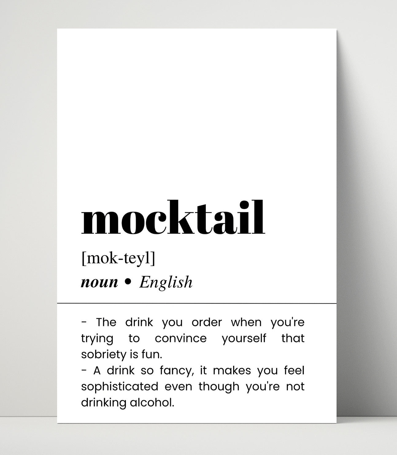 Mocktail - Alcohol-Free Cocktail - Unframed Print bar dictionary wall art