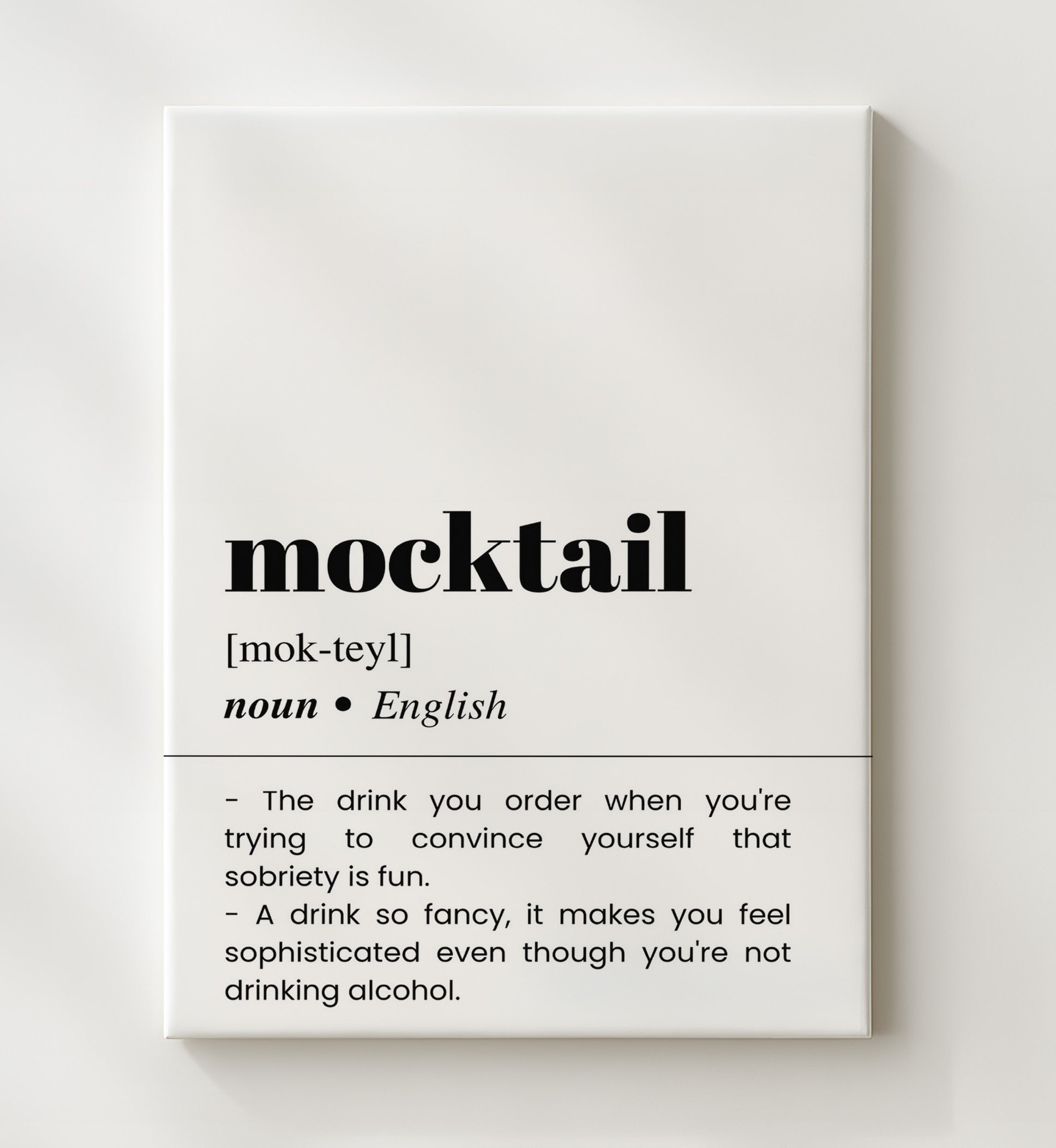 Mocktail - Alcohol-Free Cocktail - Canvas bar dictionary wall art