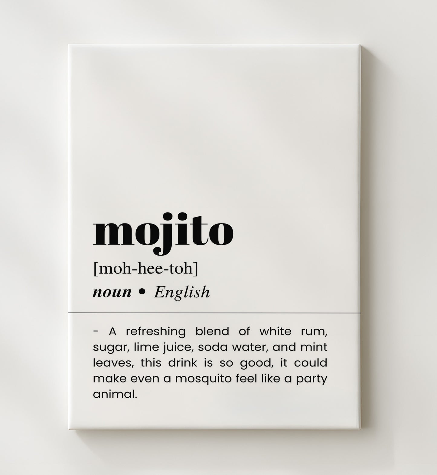 Mojito - Mint Lime Rum Cocktail - Canvas bar dictionary wall art