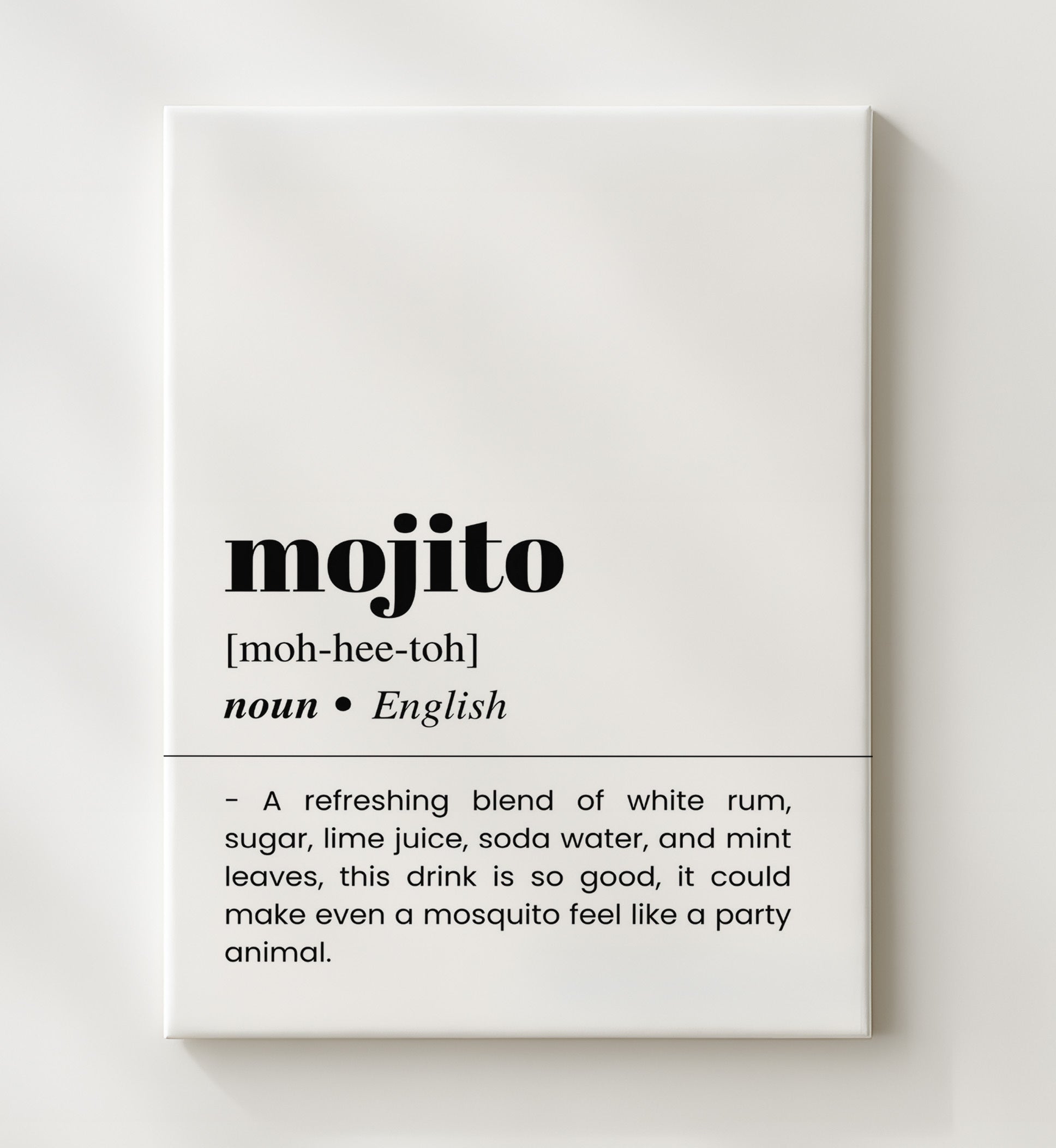 Mojito - Mint Lime Rum Cocktail - Canvas bar dictionary wall art