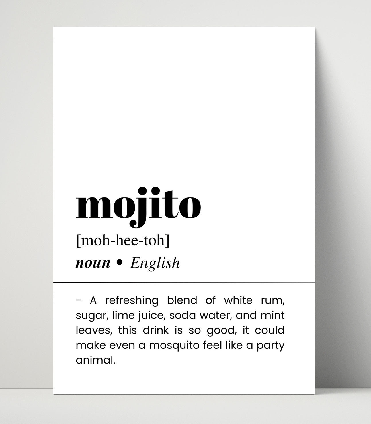 Mojito - Mint Lime Rum Cocktail - Unframed Print bar dictionary wall art
